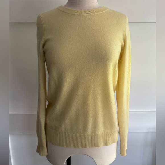 White + Warren Soft Yellow Cashmere Crew Neck Sweater - Picture 1 of 5